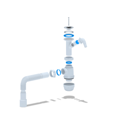 Сифон Ани Грот 1.1/2"х40 с литым вып.,c отводом д/стир.машины,с гибк.труб. 40х40/50