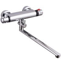 Смеситель ванна MELODIA Rock термостатический длинный излив 350мм б/акс. Хром