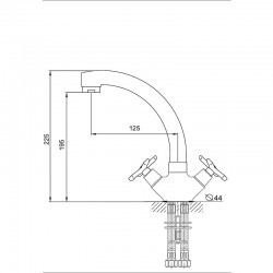 Смеситель кухня MELODIA Retro литой излив резина