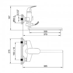 Смеситель ванна MELODIA Moderno картридж д.35мм длинный излив