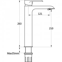 Смеситель умывальник MELODIA Metallica картридж 35мм высокий хром