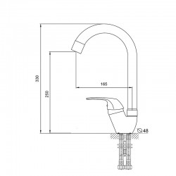 Смеситель кухня MELODIA Classica картридж д.40мм R-излив