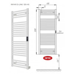 Полотенцесушитель электрический "RIFAR D-LINE" DL-120-45-W, цвет "Белый", мощность 250 Вт