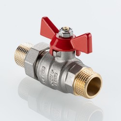 Кран шаровой BASE-ГОСТ со сгоном с рукояткой-бабочкой нар.-нар. DN20, PN40, 3/4"