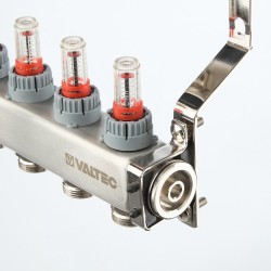 Коллекторный блок из НЕРЖ. стали с регул. клап. и расх., 1"х8 вых. Евроконус 3/4" (без сервис. гр.)