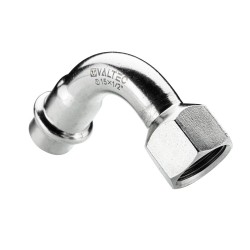 Отвод 90* с переходом на вн. р., нерж. сталь 18х3/4"