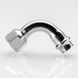 Отвод 90* с переходом на вн. р., нерж. сталь 18х3/4"