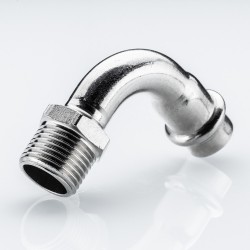 Отвод 90* с переходом на  нар. р., нерж. сталь 35х1"