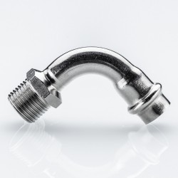 Отвод 90* с переходом на  нар. р., нерж. сталь 35х1"