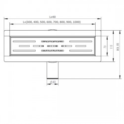 Душевой лоток 500мм поворотный 360&deg; с сухим затвором, нерж. сталь, выпуск 40/50мм VIEIR