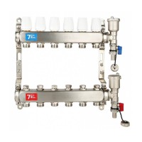 Коллекторная группа без расходомерами без кранов 1"x3/4" нержавеющая сталь 6 выхода