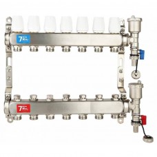 Коллекторная группа без расходомерами без кранов 1"x3/4" нержавеющая сталь 7 выхода