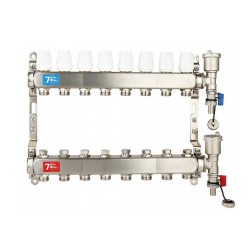 Коллекторная группа без расходомерами без кранов 1"x3/4" нержавеющая сталь 8 выхода