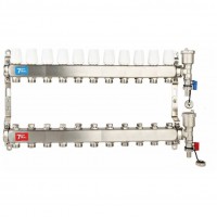 Коллекторная группа без расходомерами без кранов 1"x3/4" нержавеющая сталь 11 выхода