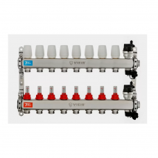 Коллекторная группа с расходомерами без кранов 1"x3/4" нержавеющая сталь 8 выхода