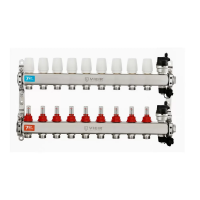 Коллекторная группа с расходомерами без кранов 1"x3/4" нержавеющая сталь 9 выхода