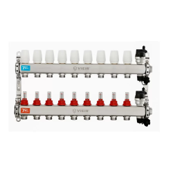 Коллекторная группа с расходомерами без кранов 1"x3/4" нержавеющая сталь 9 выхода