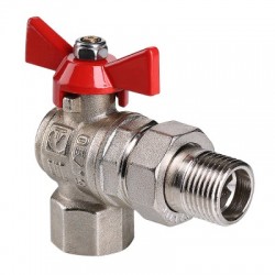 Кран шаровой BASE угловой с накидной гайкой 3/4" вн.-вн. (короткий)