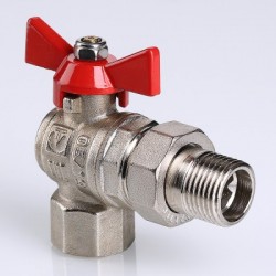 Кран шаровой BASE угловой с накидной гайкой 3/4" вн.-вн. (короткий)