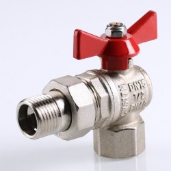 Кран шаровой BASE угловой с накидной гайкой 3/4" вн.-вн. (короткий)