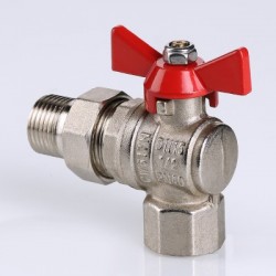 Кран шаровой BASE угловой с накидной гайкой 3/4" вн.-вн. (короткий)