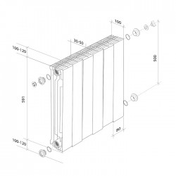 Дизайн-радиатор бимет. Royal Thermo PianoForte Silver Satin 500 x 100 - 4 секц.